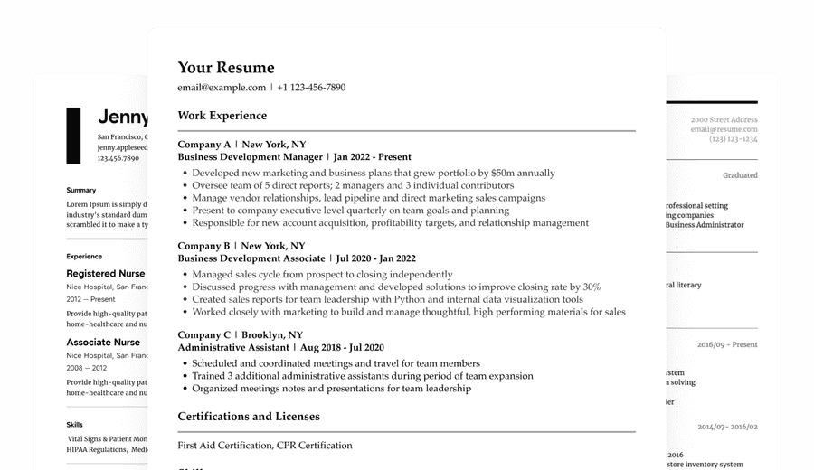 Professional resume template with sample content - Free resume builder