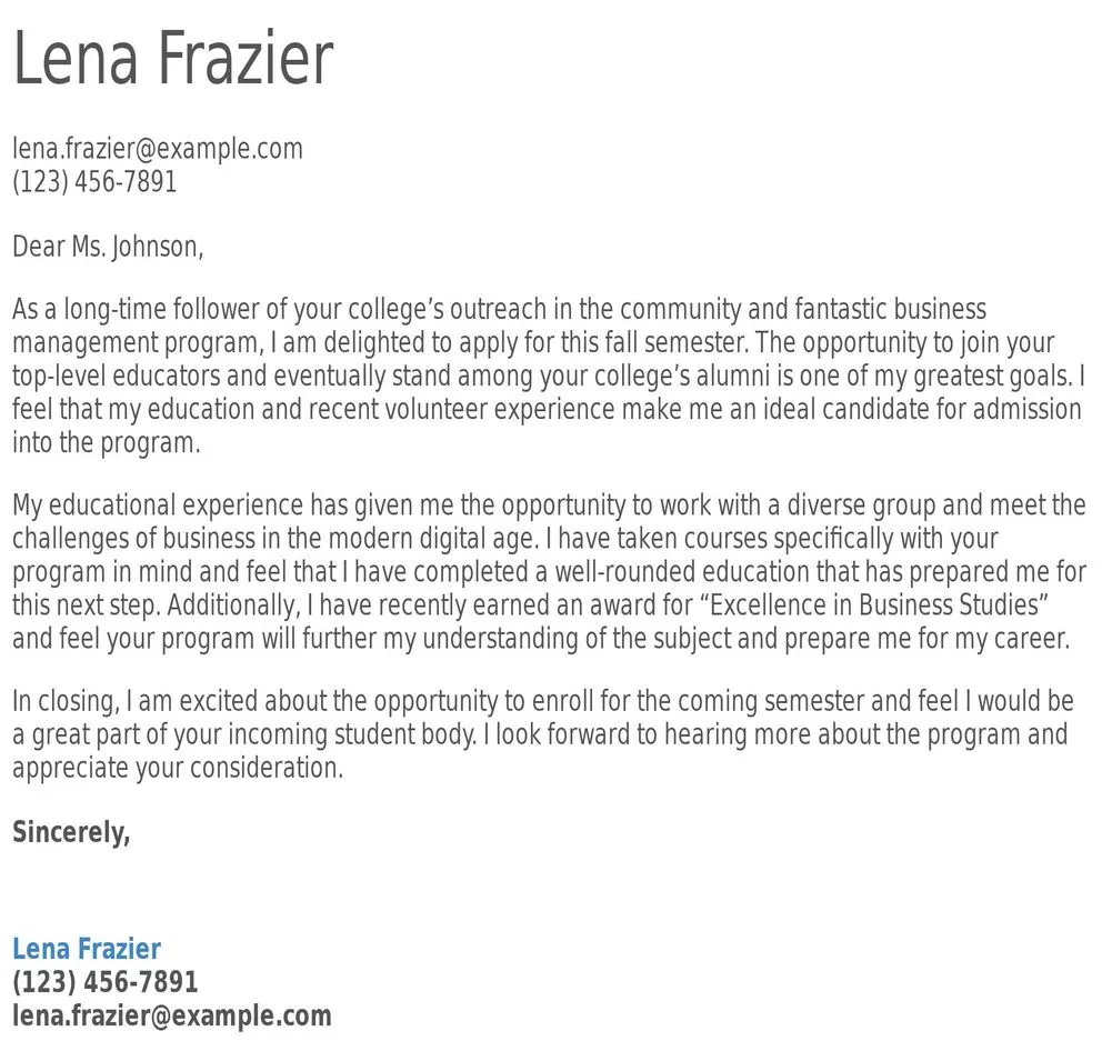 College Student Cover Letter Sample Resume Genius, 51% OFF
